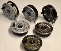 Good selection of Salmon and Trout fly reels and spare spools (6): 2x Leeda 