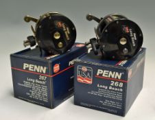 2x Penn Long Beach Bait Casting Sea Reels - unused 267 and 268 (with line) models with one piece