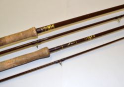 2x Bruce and Walker Hand Built fibre glass rods to incl Mk IV 10ft 2pc brown fibre glass rod with
