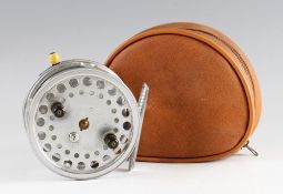 Fine Hardy Super Silex wide drum alloy casting reel: 4.5 inch dia bright finish wide drum salmon