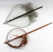 Nets: (2) Hardy Simplex folding trout net, alloy frame, greenheart shaft, with brass fittings