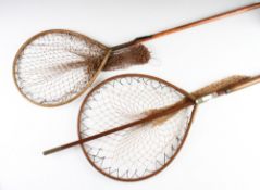 2x early trout landing nets: Farlow's style wooden Gye landing net with pear shaped frame,