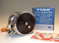 PENN SENATOR 14/0 BIG GAME REEL - stainless steel frame with Bakelite end plates, on/off check, star