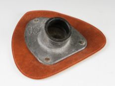Efgeeco alloy and leather big game rod butt pad - overall 8