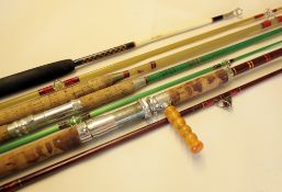 4x miscellaneous glass fibre 2pc sea/boat rods - Milbro Albatross 8ft; Martin James Coaster 9ft