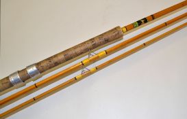 Allcocks Lucky Strike 9ft 6in 3pc split cane float rod with red agate tip guide, high bell guides,