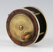 Scottish Pattern laburnum and brass combination salmon reel: 3 7/8