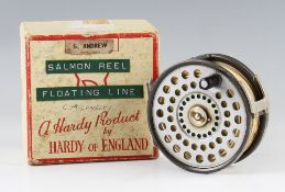 Hardy St. Andrew alloy salmon fly reel and line: 4 1/8