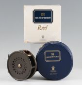 Fine and scarce Hardy The Perfect LHW alloy trout fly reel unused in makers padded case: 3 5/8