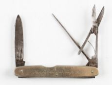 Early Hardy's Anglers Knife No.1 - compact pen knife c/w 3 folding tools to incl a blade, scissors