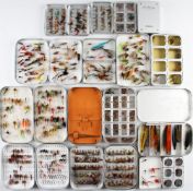 Good collection of alloy fly tins and flies (12) - 8x Wheatley, 3x Okuma and one other comprising 5x