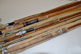 Four Split Cane Rods by Well-known Makers: Hardy, Alnwick 