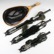 Collection of landing nets (4) Pafex wooden laminated racket style s trout landing net with