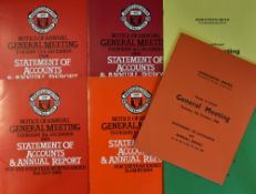Manchester Utd Statement of Accounts and Annual Reports dated 1980, 1981, 1982, 1984, 1985, 1986 and