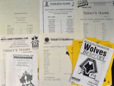 Wolverhampton Wanderers Reserves v Notts County 1983/84, 1985/86, 1991/92, 1992/93, 1993/94, 1994/