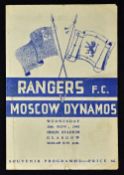 1945 Russian tour of Britain, Rangers v Moscow Dynamo match programme at Ibrox 28 November 1945,
