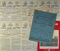 Selection of West Ham Utd home match programmes to include 1945/46 Chelsea (FAC), 1946/47 Fulham (
