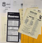 Wolverhampton Wanderers Reserves v Liverpool match programmes 1972/73, 1973/74, 1975/76, 1976/77,