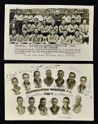 Wolverhampton Wanderers team postcards 1938/1939 (Wilkes stamp) with autographs by F. Taylor, T.