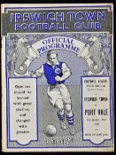 1938/1939 Ipswich Town (1st league season) v Port Vale Division 3 (S) match programme. Fair-Good.