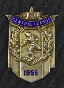 1957/1958 Central League Winners Medal hallmarked silver has 'Central League' with blue background