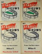 1963/1964 European Cup Winners Cup match Willem II v Manchester Utd match programmes, 4 different