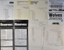 Wolverhampton Wanderers Reserves v Middlesbrough 1984/85, 1985/86, 1989/90, 1991/92, 1996/97, 1997/