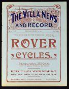 1906/1907 Volume 1 Aston Villa match programme for West Bromwich Albion v Stoke 21 January 1907 FA