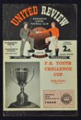 1957/1958 FA Youth Cup semi-final Manchester Utd Youth v Wolverhampton Wanderers dated 22 April
