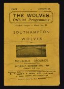 1945/46 War time Wolverhampton Wanderers v Southampton Football Programme dated 27 October 1945, 4