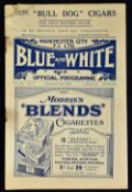 Scarce 1922/1923 Manchester City v Birmingham City dated 9 September match programme, final season