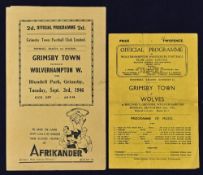 1946/1947 Grimsby Town v Wolverhampton Wanderers 3 September 1946 match programme 1st home match