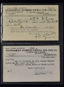 1920's Wolverhampton Wanderers player selection cards dated 17 December 1924 - 