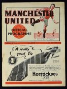 Pre-war 1938/1939 Manchester Utd v Sunderland match programme dated 29 October 1938. Good.