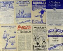 Selection of Sunderland 1950/1951 aways to include Chelsea, Everton, WBA, Charlton Athletic,