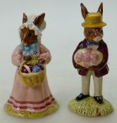 Royal Doulton rare pair Bunnykins figures Mr & Mrs Bunnykins at the Easter Parade DB51 and DB52,