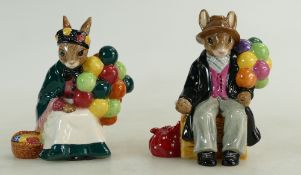 A Royal Doulton Bunnykins figure Balloon Man DB366 (with cert) and Old Balloon Seller DB217.