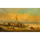 A VESCOVI (19th century) Italian Fisherfolk on a Shoreline Oils on canvas, signed, each framed. - Image 1 of 2