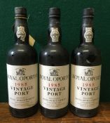Royal Oporto 1985 Vintage Port Three bottles.