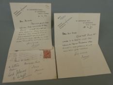 Earl Jellicoe two signed autograph letters to Mrs.