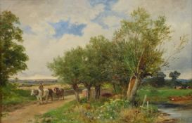 David Bates (1843-1927) oil on canvas Between Tewkesbury and Ashchurch,