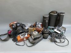 A quantity of camera and accessories to include Kodak Retina Ib,