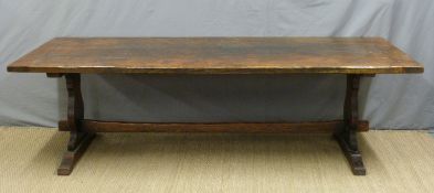 A 19th/20thC four plank oak refectory table,