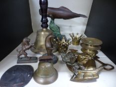 A bronze model of a blue whale,