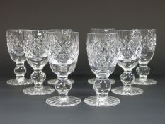 A set of eight Waterford Crystal Boyne pattern cordial glasses, 8cm tall.