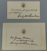 Best Wishes card to Jane Parsons from Dwight Eisenhower, with embossed American Eagle,