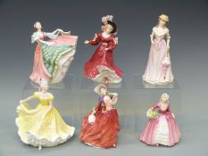 Six Royal Doulton figurines, Ninette, Janet, Ann, Autumn Breezes,