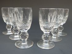 A set of six Waterford Crystal Colleen pattern cordial glasses, 8.5cm tall.