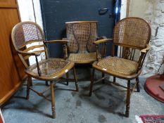 Three bergere armchairs