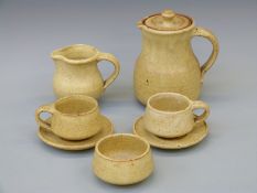 An Aylesford studio pottery stoneware coffee set for two comprising coffee pot, jug,